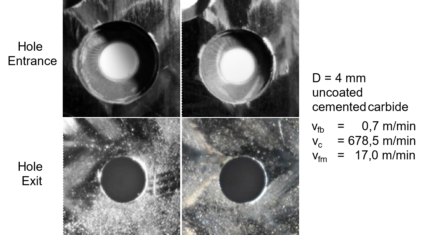 Hole Entrance and Exit Quality Comparison Under Different Cutting Parameters